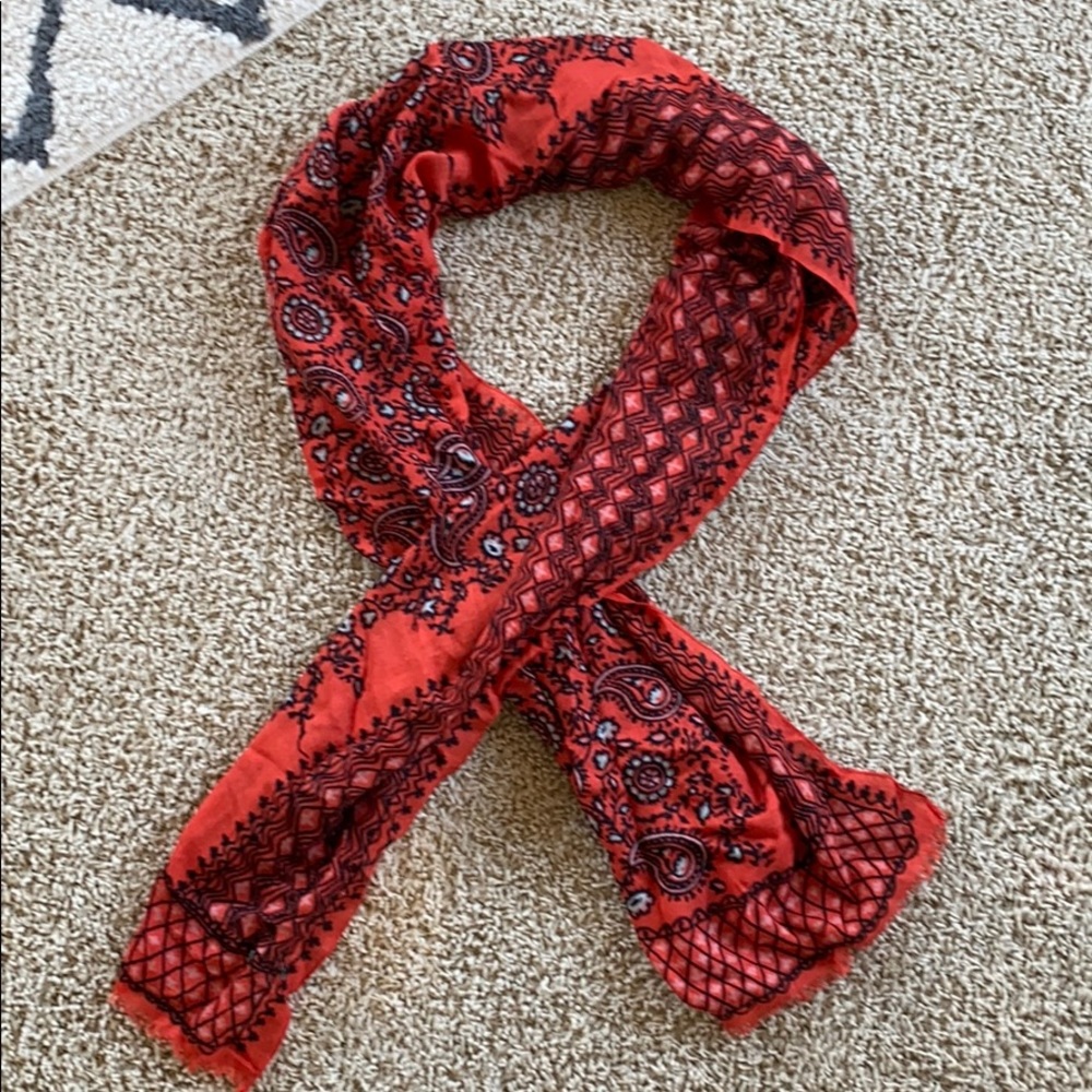 J.Crew Linen Patterned Scarf